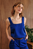The Ivy Silk Tank Cobalt Blue