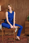 The Ella Silk Tank Cobalt Blue