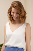 The Hazel Silk Tank Ivory