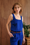 The Ivy Silk Tank Cobalt Blue