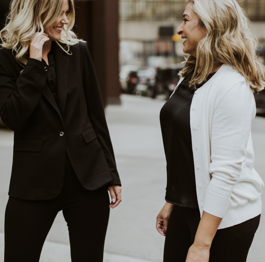 two women laughing