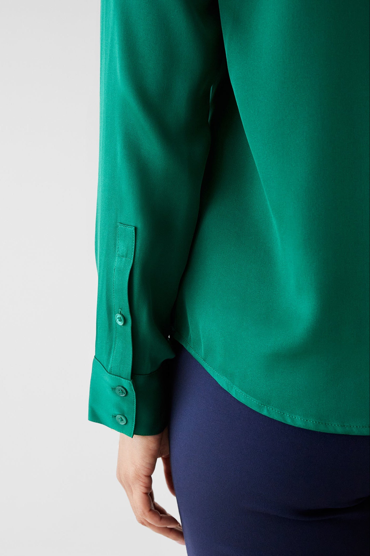 The Grace Silk Long Sleeve Blouse Garden Green