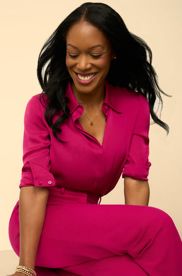 The Grace Silk Long Sleeve Blouse Mulberry