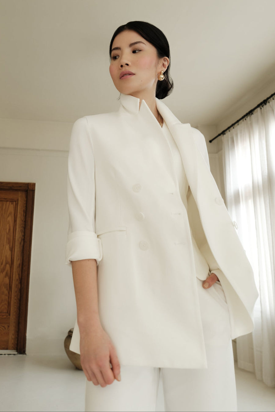 The Dominique Blazer Ivory
