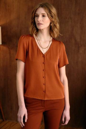 The Evelyn Silk Blouse Ochre