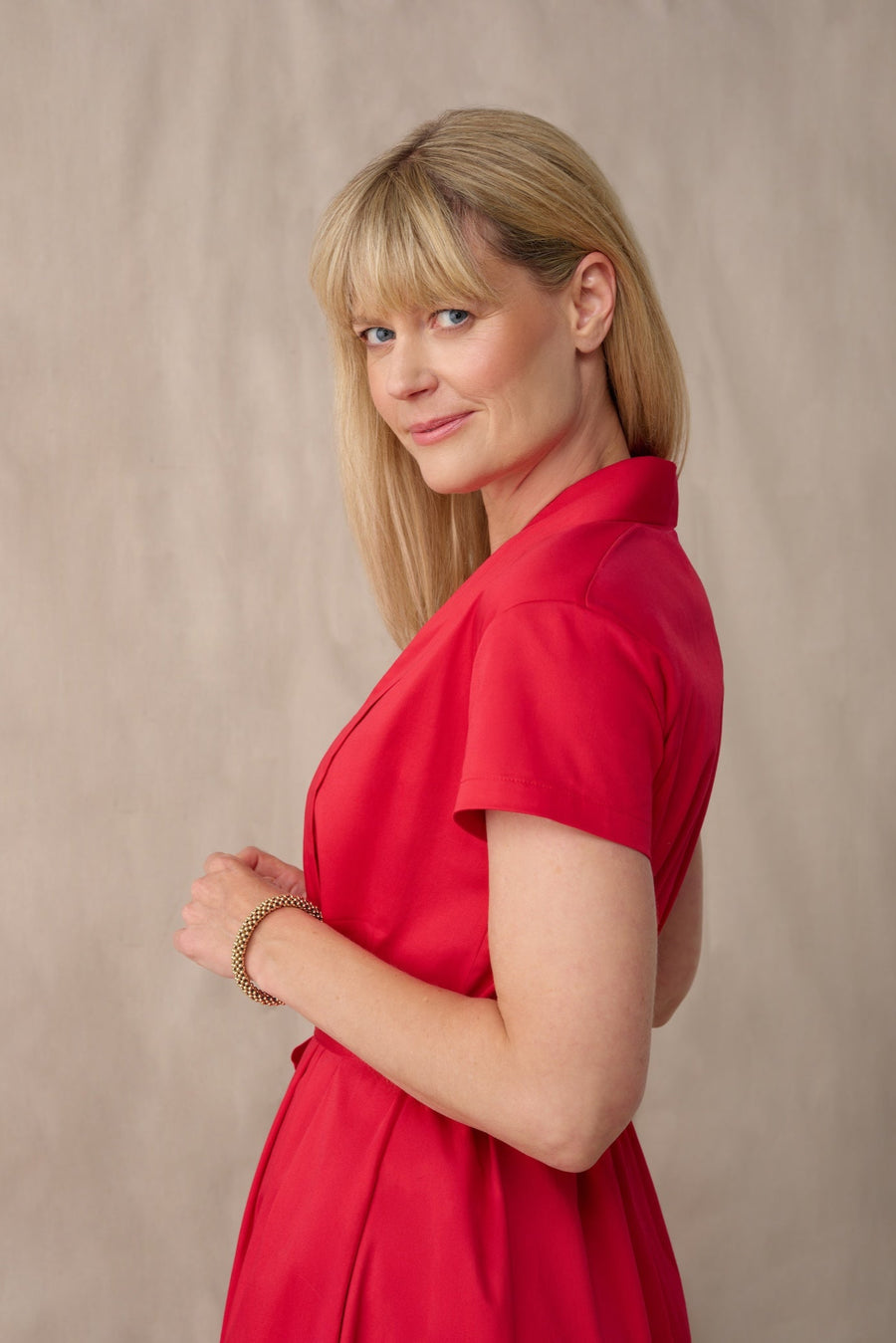 The Abigail Shirt Dress Crimson