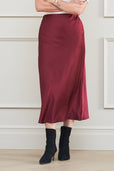 The Luxe Caroline Bias Cut Skirt Bordeaux