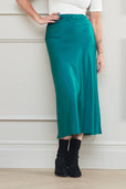 The Luxe Caroline Bias Cut Skirt Moroccan Green