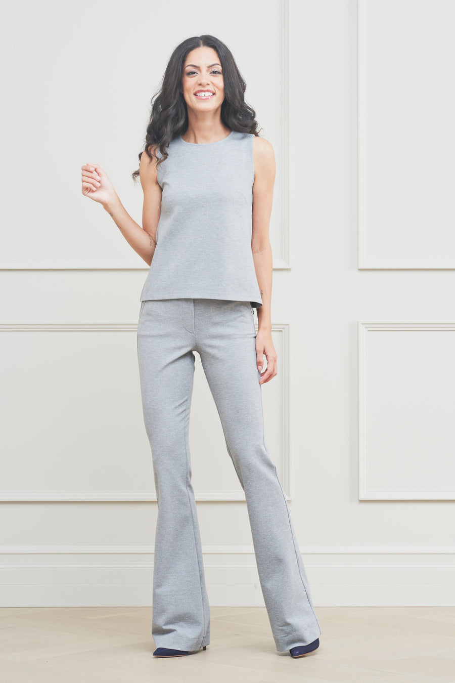 The Dolly Flare Pant Light Heather Grey