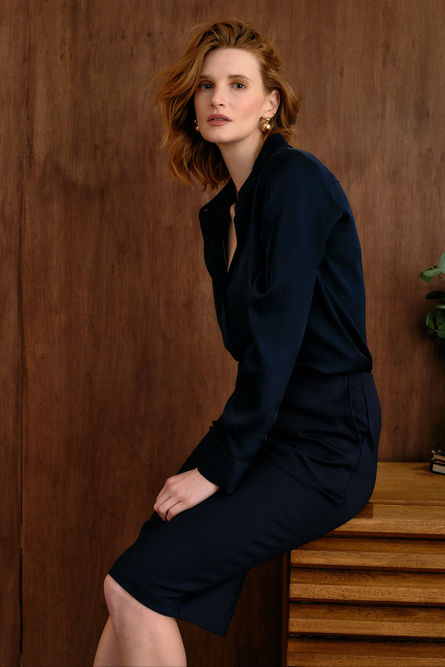 The Elena Pencil Skirt Navy