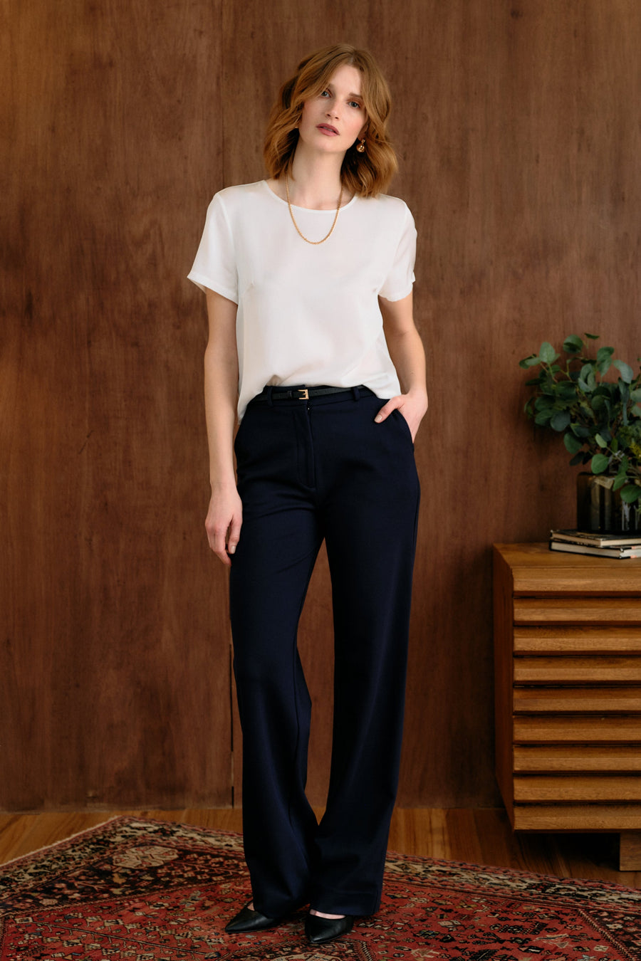 The Hannah Silk Tee Ivory