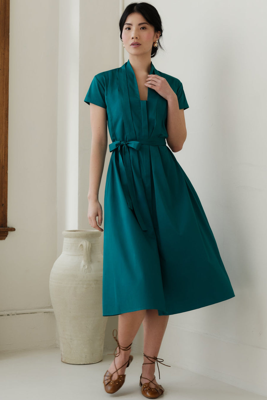 The Abigail Shirt Dress Emerald