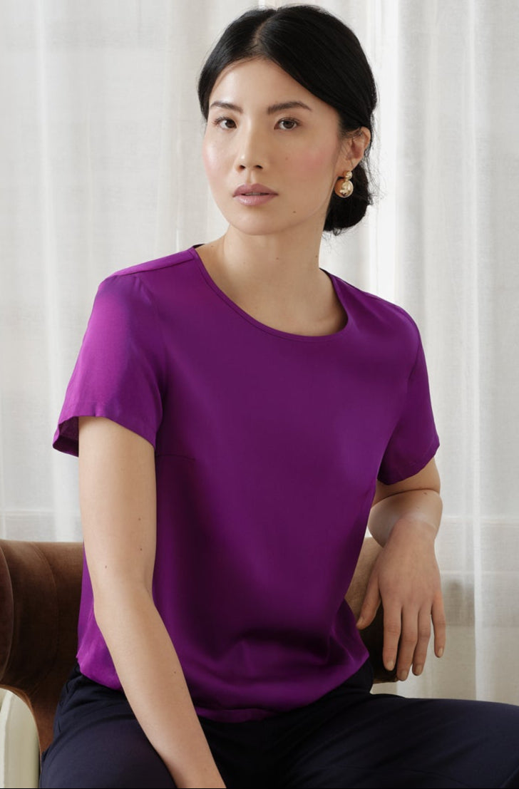 The Hannah Silk Tee Deep Purple