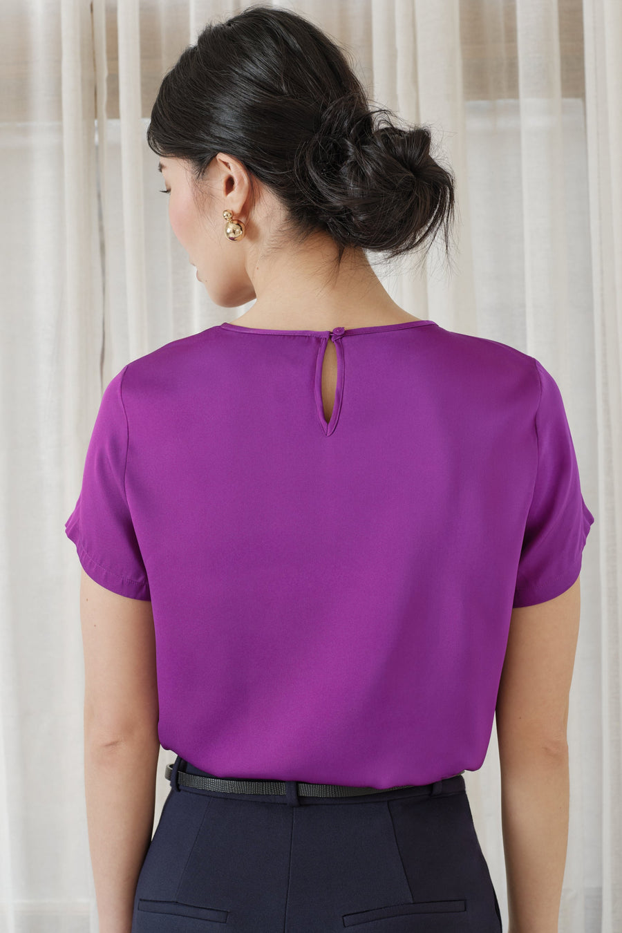 The Hannah Silk Tee Deep Purple