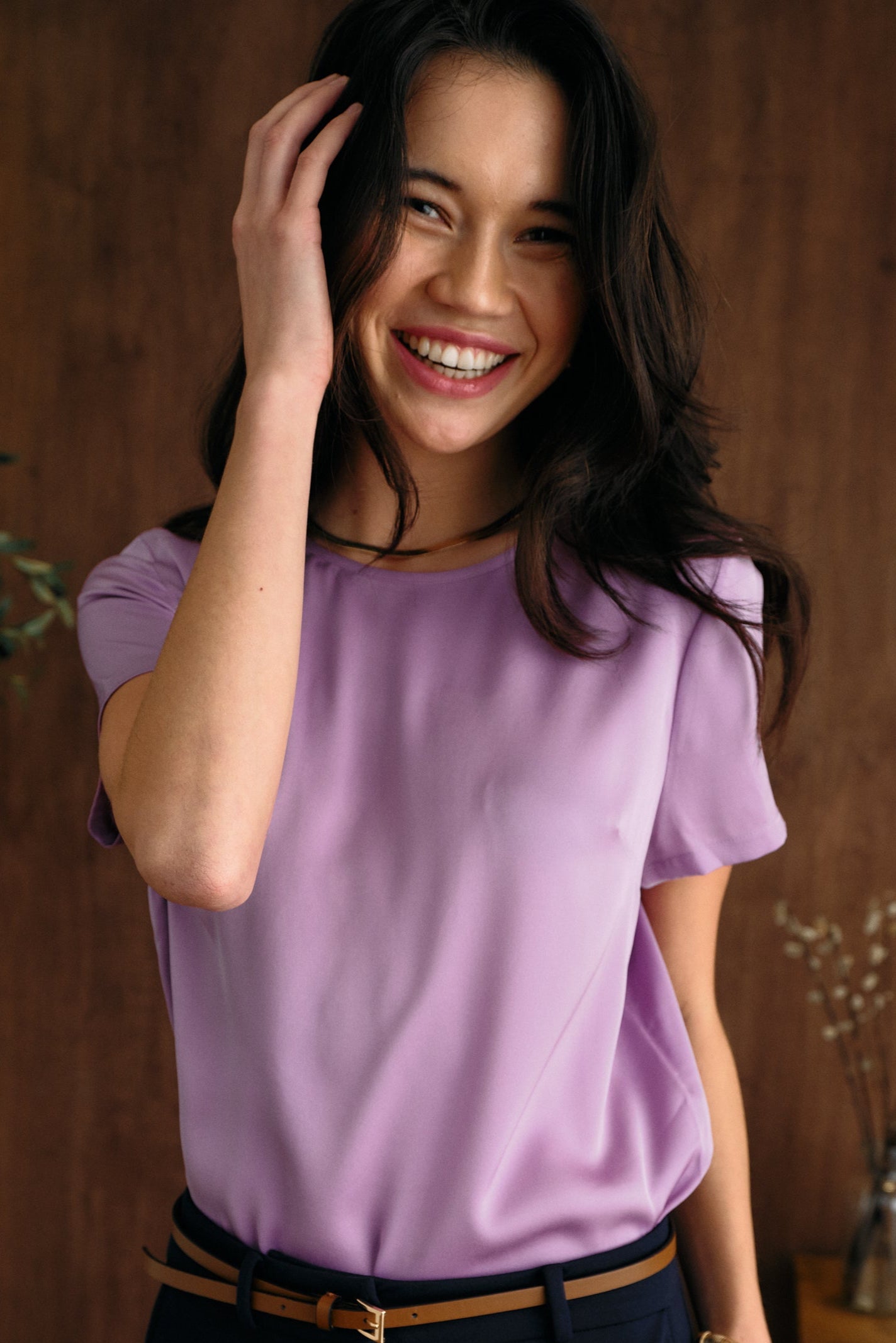 The Hannah Silk Tee Orchid