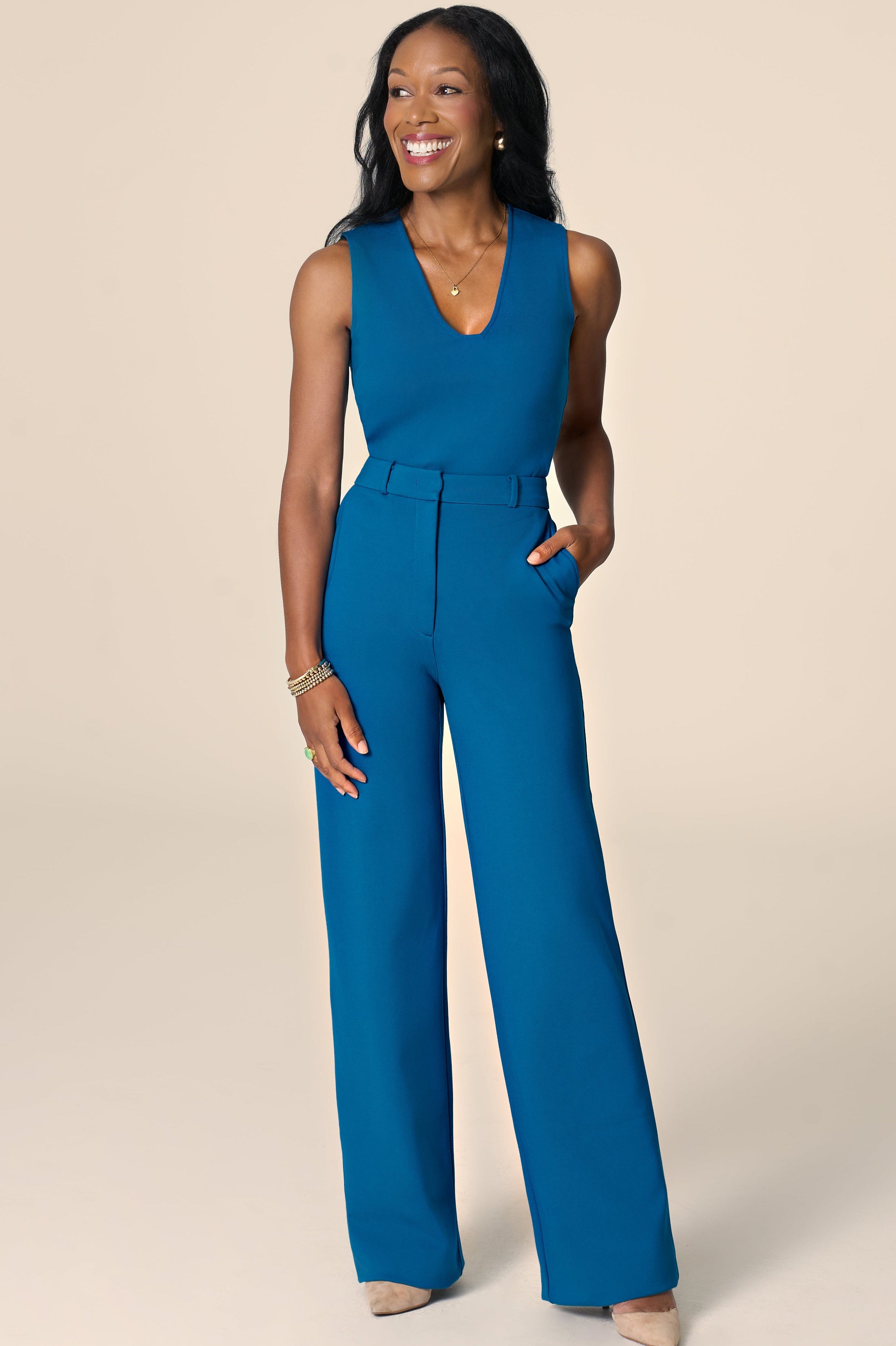 The Chloe Tank Peacock Blue