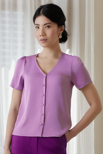 The Evelyn Silk Blouse Orchid