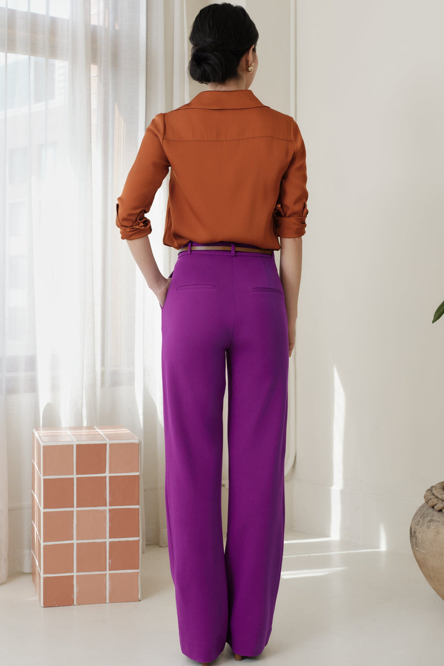 The Grace Silk Long Sleeve Blouse Ochre