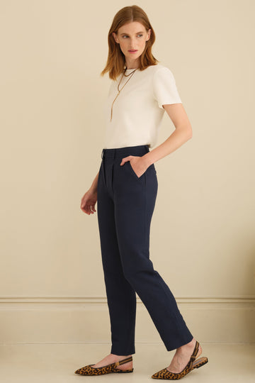 The Avery Pleated Trouser Navy