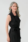 woman wearing black vest dress