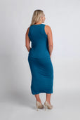 women's blue workwear outfit