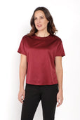 silk burgundy short sleeve work top
