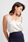 women's sleeveless ivory silk work top