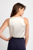 women's sleeveless ivory silk work top