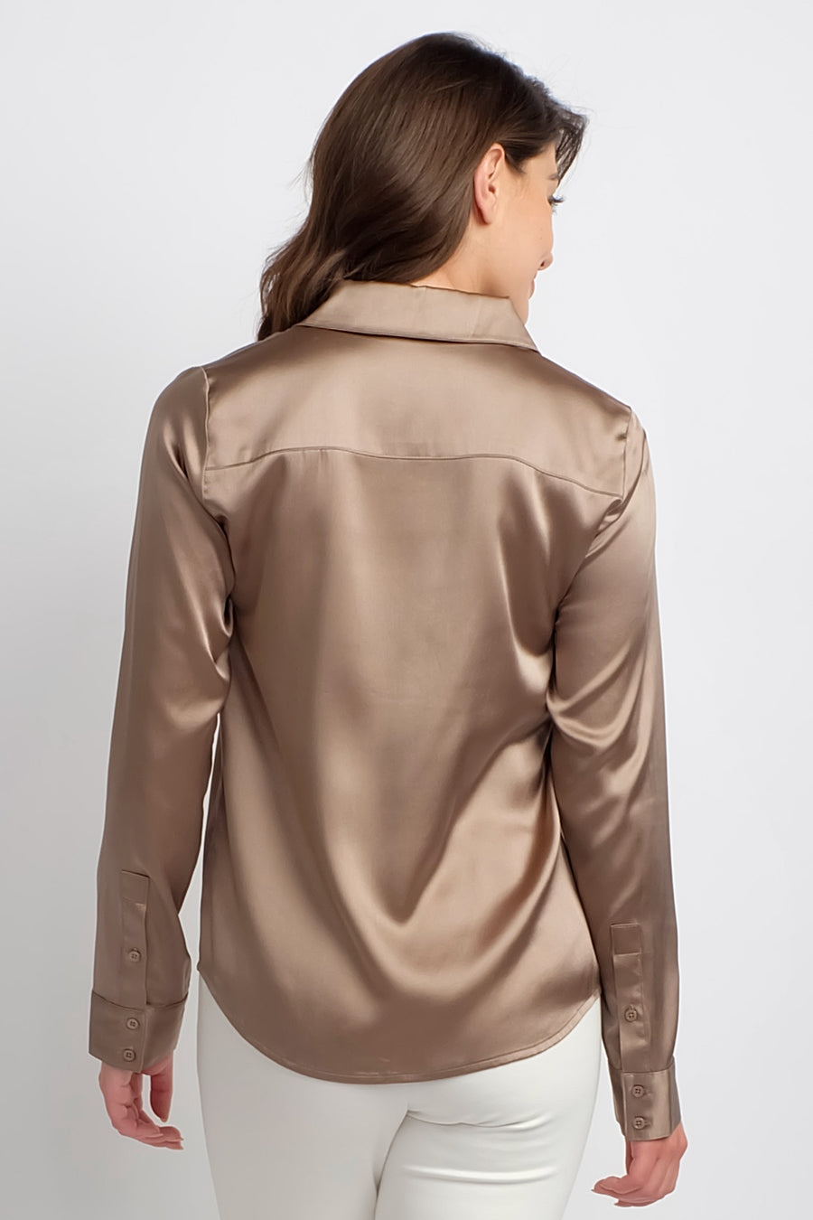 women's copper silk long sleeve top