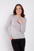 women's grey long sleeve cashmere sweater