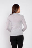 women's grey long sleeve cashmere sweater