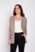 women's brown long sleeve button up cashmere sweater