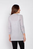 women's grey long sleeve button up cashmere sweater